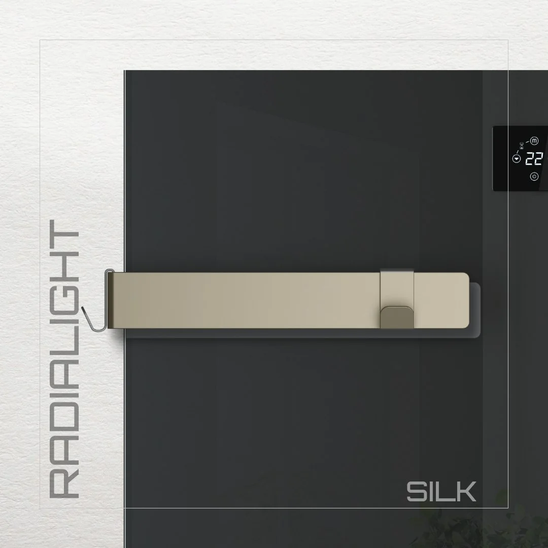 Radialight SILK törölközőszárító radiátor – edzett üveg előlap