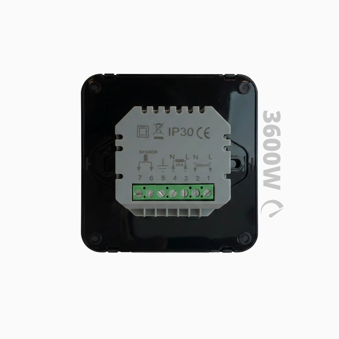 BVF 501 WiFi szobatermosztát hátlap, 16A relé