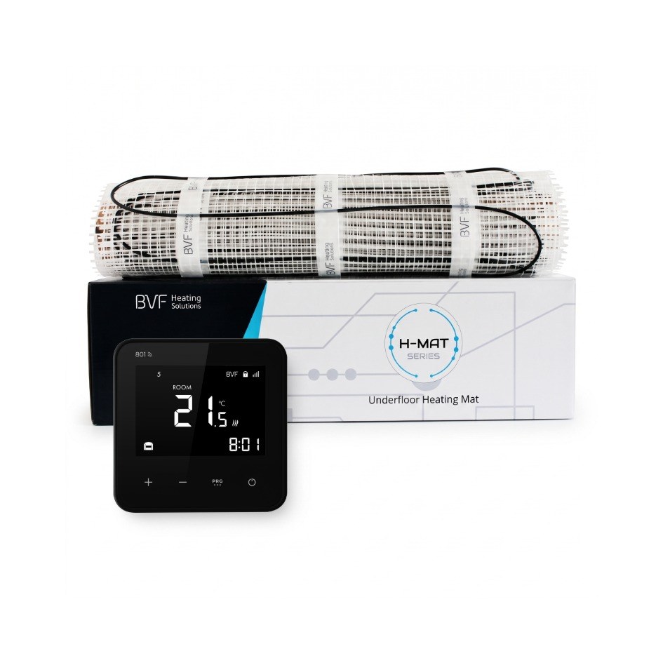 BVF H-MAT elektromos fűtőszőnyeg és BVF 801 fekete WiFi termosztát csomag BVF H-MAT elektromos fűtőszőnyeg és BVF 801 fekete WiFi termosztát csomag